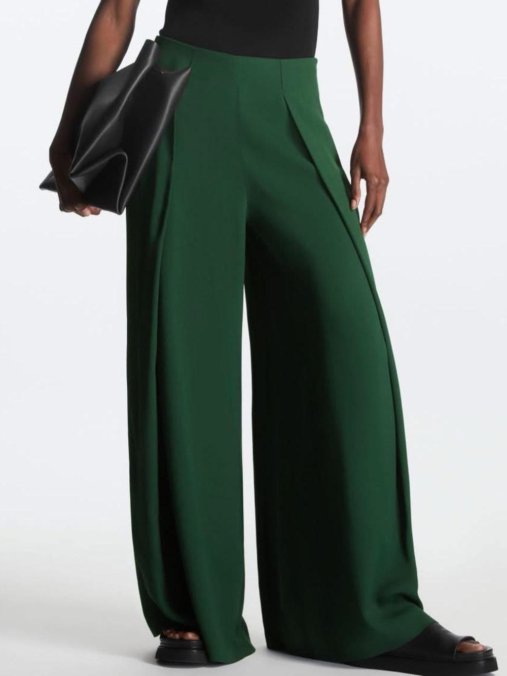 COS Forest Green Wide-Leg High-Rise Trousers